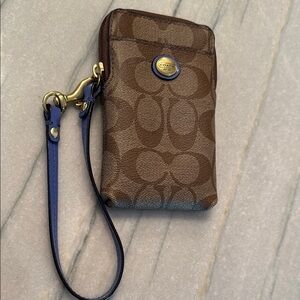 Coach Brown Signature Wristlet Clutch